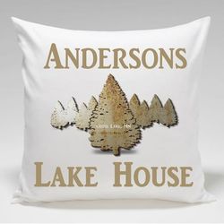 Personalized Cabin Throw Pillow with Spruce Design