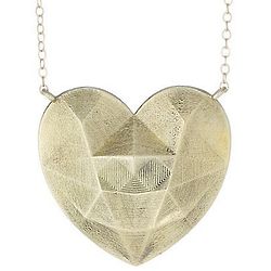 Faceted Heart Brass Necklace