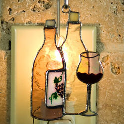 Wine Bottle Switchables Stained Glass Ornament/Nightlight