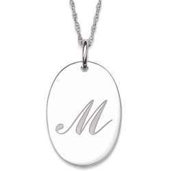 Sterling Silver Oval Engraved Initial Necklace