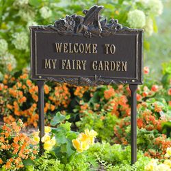 Aluminum Fairy Garden Plaque with Ground Stakes