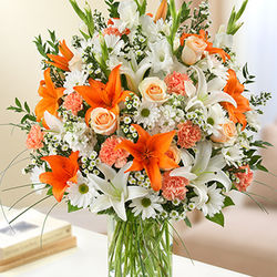 Sincerest Sorrow Peach, Orange and White Floral Arrangement