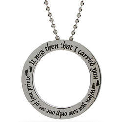 Footprints In The Sand Stainless Steel Disc Pendant