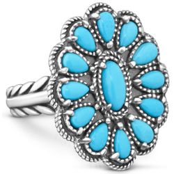 Sleeping Beauty Turquoise Cluster Ring