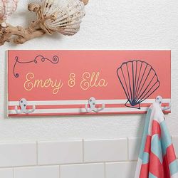 Personalized Towel Rack with Nautical Design