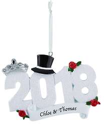 Personalized Bride & Groom 2018 Wedding Ornament