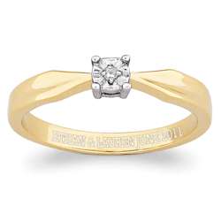14K Gold Over Sterling Engraved Diamond Solitaire Ring