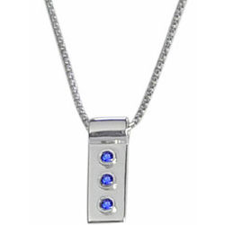 Three Sapphire Silver Slide Necklace