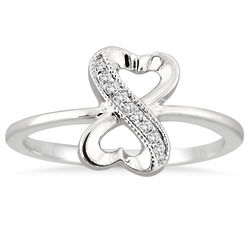White Diamond Infinity Ring in Sterling Silver