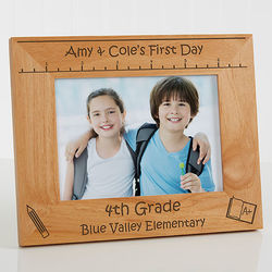 Personalized First Day of School Picture Frame with Ruler Design