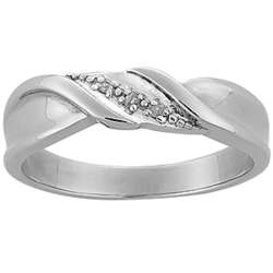 Sterling Silver Men's Diamond Accent Wedding Band