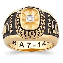 Women's 18K Gold Over Sterling Diamond Traditional Class Ring