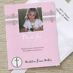 Girl's First Communion Customized Photo Thank You Cards