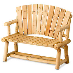 Wood Log Adirondack 2 Seat Bench