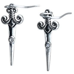 Sword of Truth Silver Earrings with Cubic Zirconia Accent