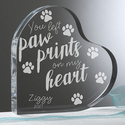 Personalized Paw Prints Pet Memorial Heart Plaque