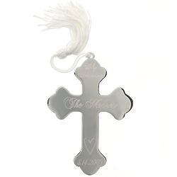 Personalized Holy Matrimony Silver Cross Ornament