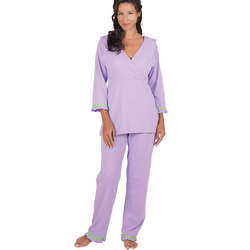 Oh-So-Soft Lavender Pin Dot Nursing Pajamas