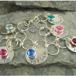 Mom's or Grandma's Personalized Hand-Stamped Charm Bracelet