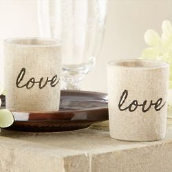 Rustic Love Glass Votive Candle Holders