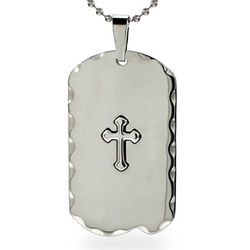 Men's Cross Dog Tag Necklace