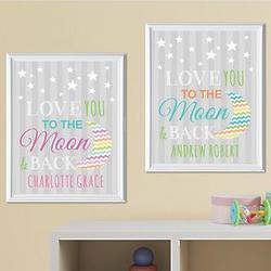 Personalized I Love You to the Moon and Back Print in Frame