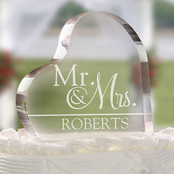 Personalized Heart-Shaped Glass Cake Topper