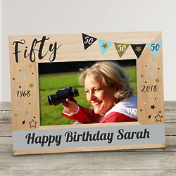 Personalized Birth Year Happy Birthday Wood Picture Frame