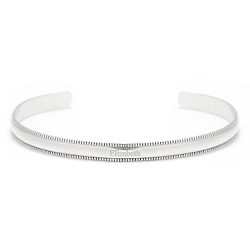 Personalized Milgrain Edge Silver Cuff Bracelet