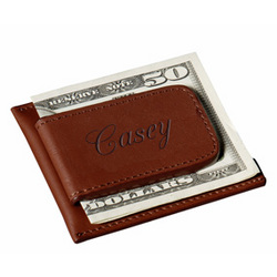 Brown Leather Credit Card and Money Clip
