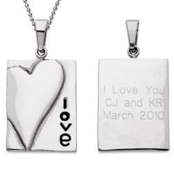 Personalized Stainless Steel Engraved Love Necklace