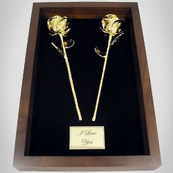 50th Anniversary Remembrance Shadow Box with 2 Gold Roses