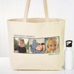 Personalized Three Photo Canvas Tote Bag