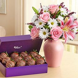 Mother's Embrace Bouquet with Chocolate Covered Strawberries