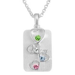 Mom's Sterling Silver 4 Birthstone Floating Hearts Necklace