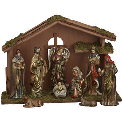 Ceramic Figures with Creche Nativity Set