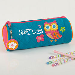 Lovable Owl Embroidered Pencil Case