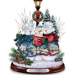 A Caroling We Will Go Lighted Singing Crystal Snowman Sculpture