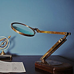 Brass Big Magnifier Glass with Wooden Base
