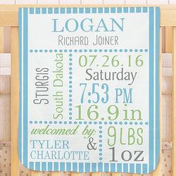 Personalized Welcome Birth Announcement Baby Blanket