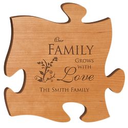 Our Family Grows with Love Personalized Wood Puzzle Wall Art