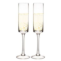 Personalized Gold Dot Contemporary Champagne Flutes