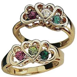 Daughter's Heart 3 Birthstone Ring