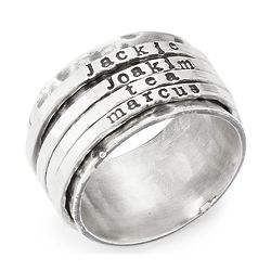 Hand-Stamped Personalized 4 Band Spinner Ring