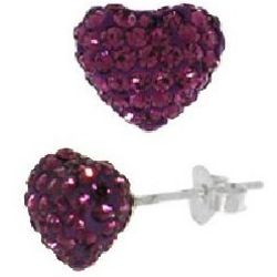 Dazzling Amethyst Swarovski Crystal Purple Heart Earrings