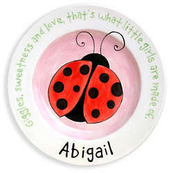 Girl's Personalized Ladybug Birth Plate