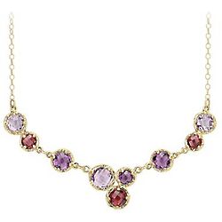 14K Yellow Gold Lavender Amethyst and Rhodolite Necklace