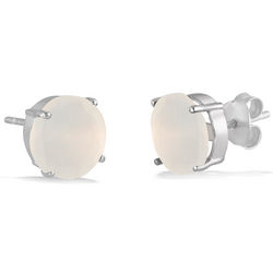 White Quartz Stud Earrings in Sterling Silver
