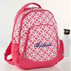 Geo Pink Embroidered Backpack
