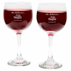 Personalized Vineyard Theme Wine Glasses